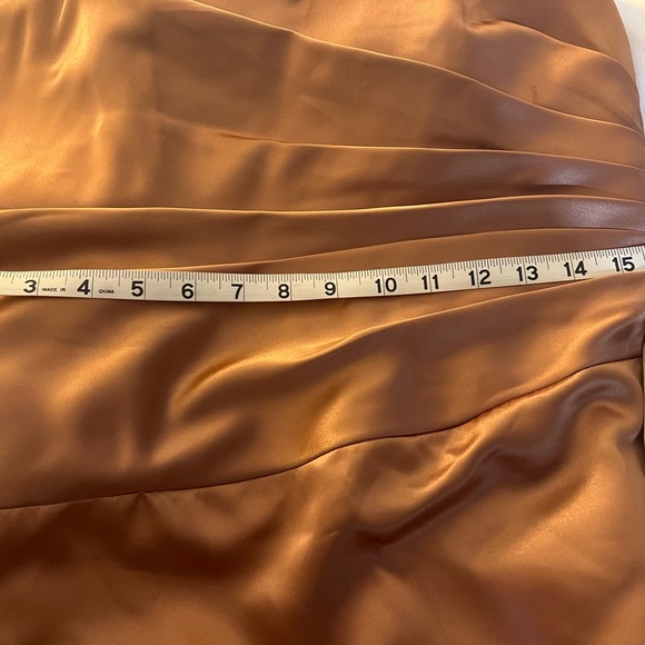 Dessy Gold Butterscotch Evening Bridesmaid’s Prom Dress sz 14 - Picture 9 of 13
